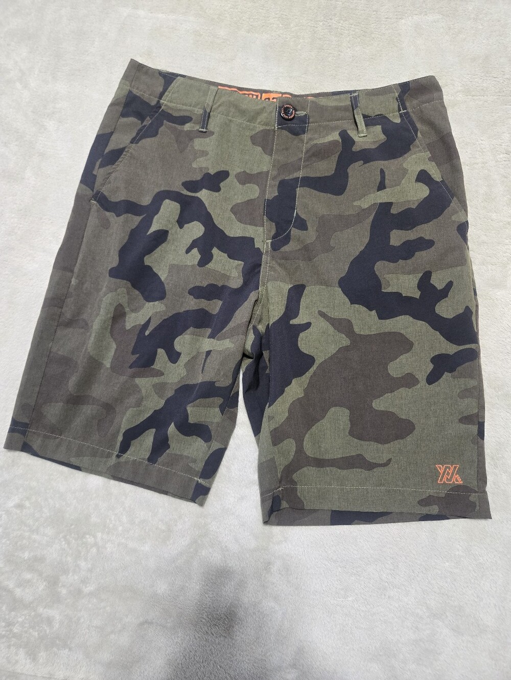 DIXXON Men's 32 Woodland Camo Flat Front Shorts Hybrid Stretch Boardshorts